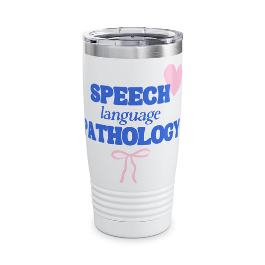 speech language pathology bow + heart  20oz insulated tumbler