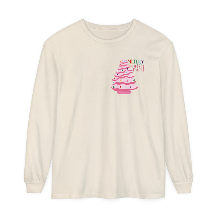 merry speech path ceramic tree comfort colors long sleeve tee