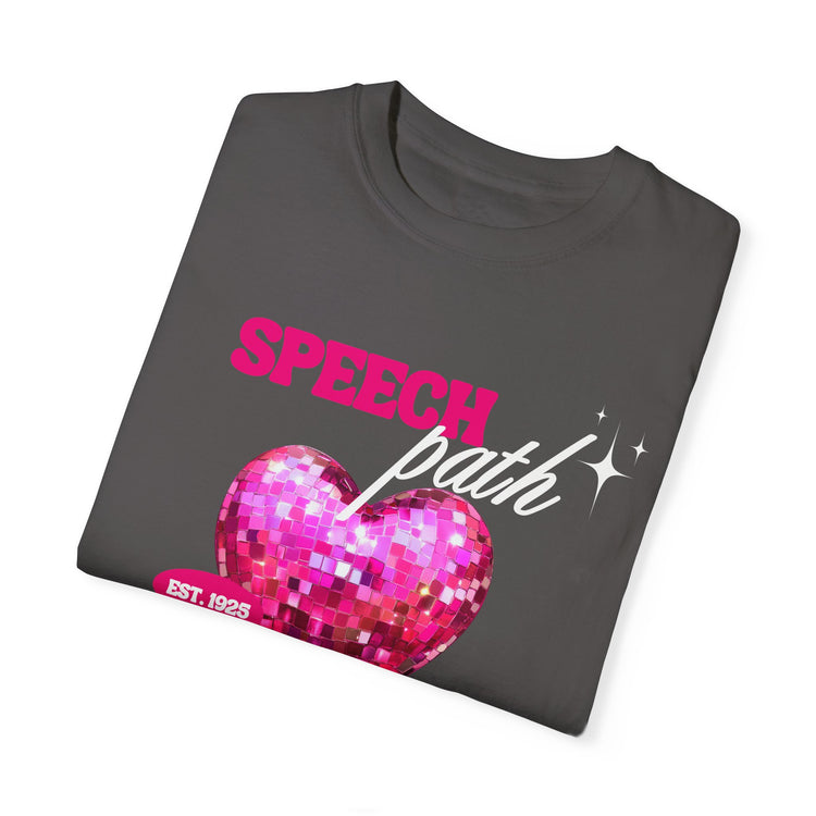 speech path disco heart comfort colors tee