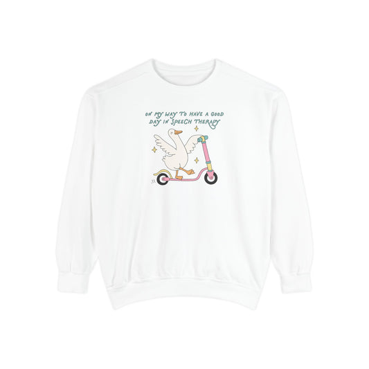 on my way to speech goose comfort colors crewneck