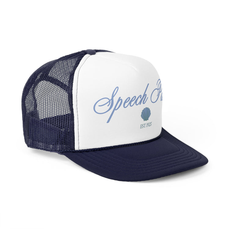 speech path clam trucker hat