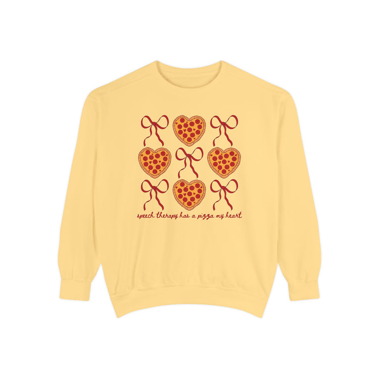 speech therapy has a pizza my heart comfort colors crewneck