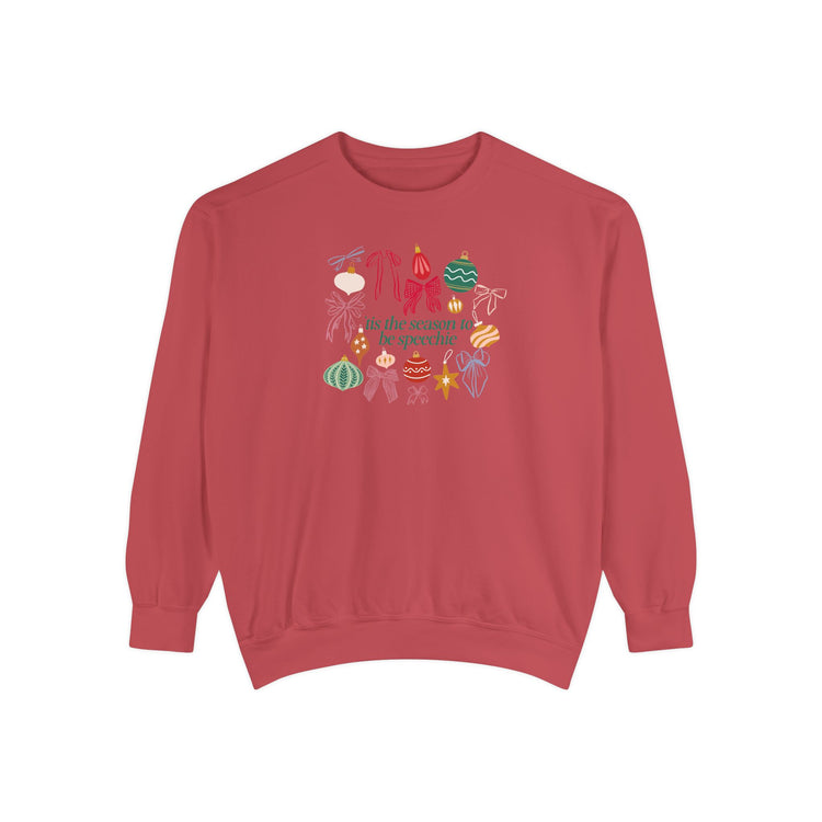 tis the season to be speechie comfort colors crewneck