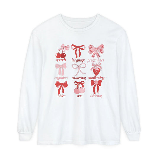 SLP scope pink/red bows long sleeve tee (sample sale)