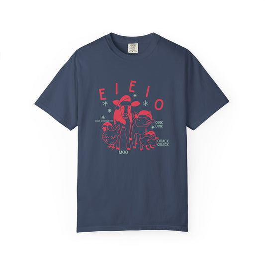 EIEIO holiday barn animals comfort colors tee