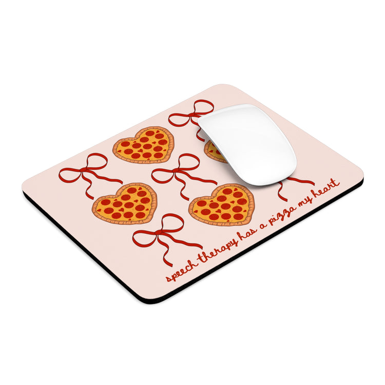 speech therapy has a pizza my heart mouse pad