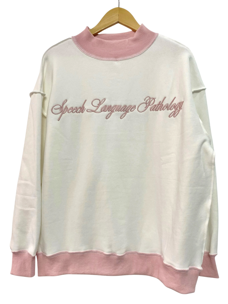 Oversized Speech Language Pathology Pink Mockneck Crewneck