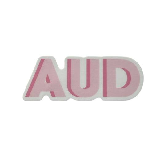 AUD pink block sticker