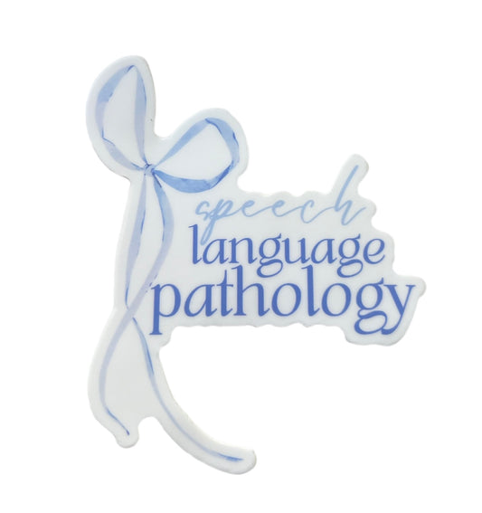 speech pathology blue bow sticker