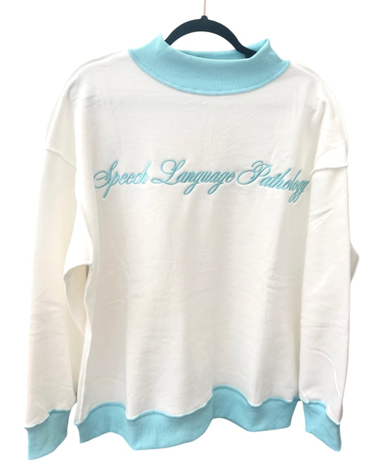 Oversized Mockneck Speech Language Pathology - Blue