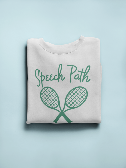 speech path beverly hills tennis crewneck