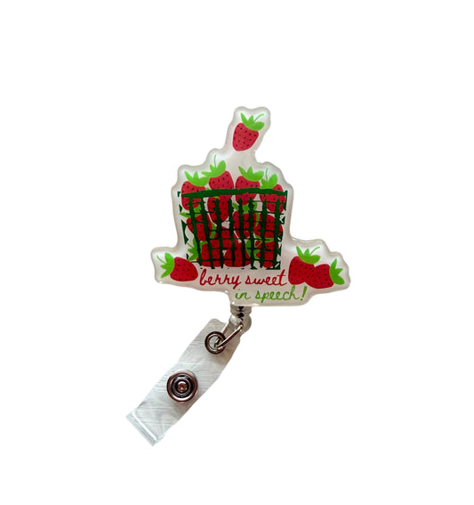 berry sweet speech therapy badge reel