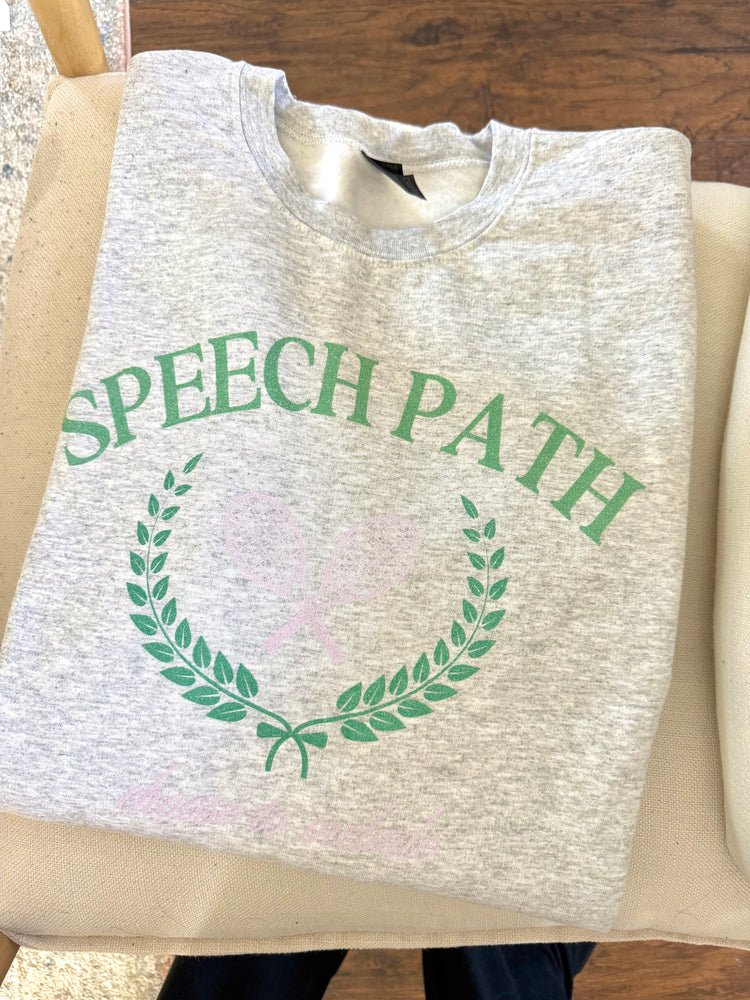 speech path crest tennis crewneck