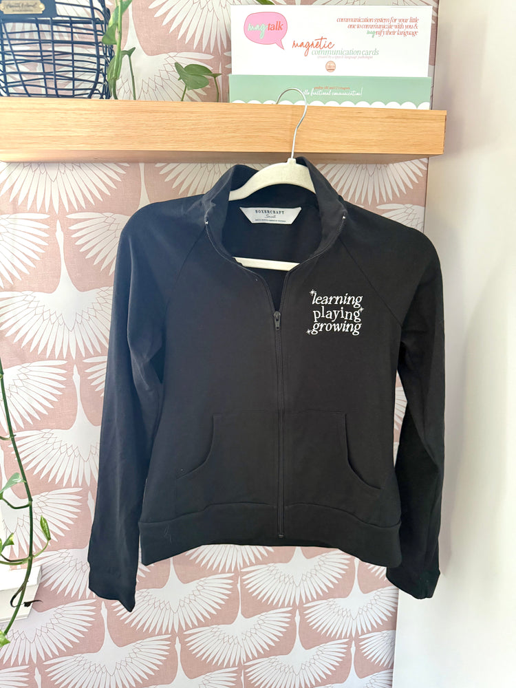 full-zip embroidered learning playing growing