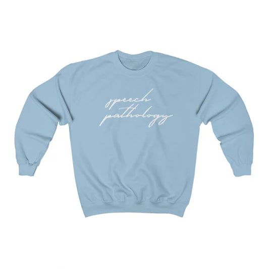 blue cursive speech pathology crewneck (sample sale)