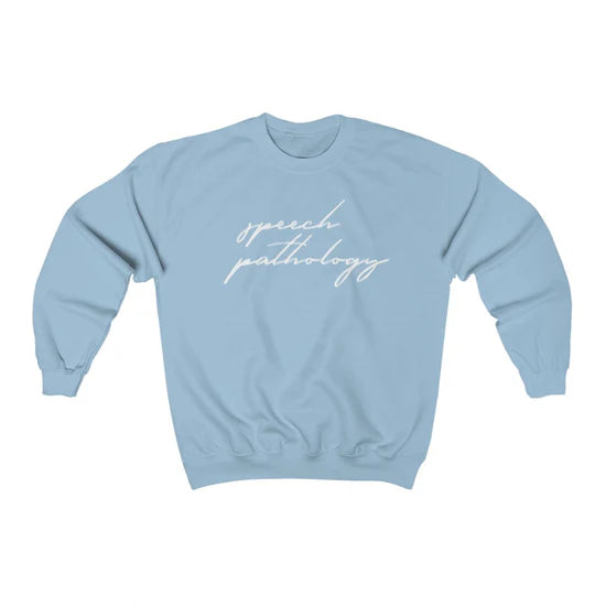 blue cursive speech pathology crewneck (sample sale)