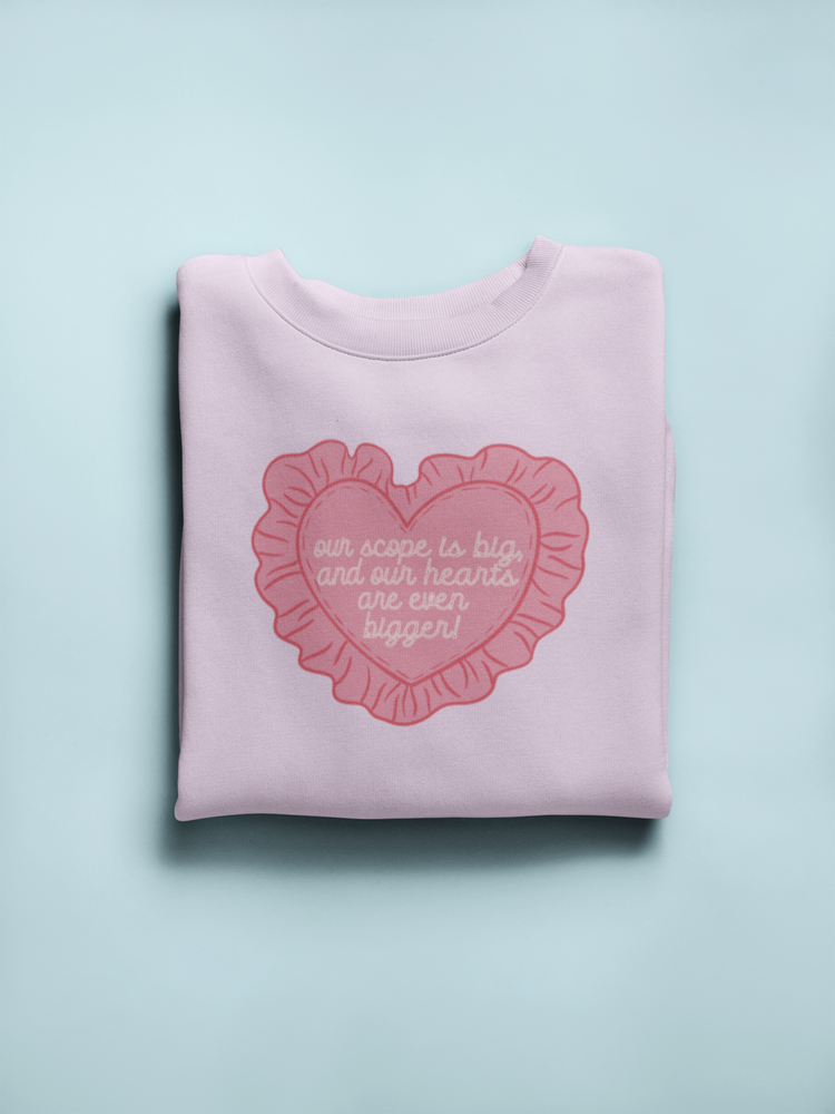 our scope is big heart pillow crewneck