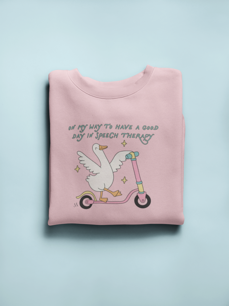 on my way to speech goose crewneck