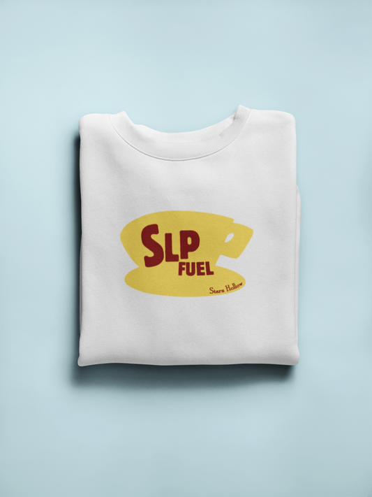 slp fuel yellow coffee cup crewneck