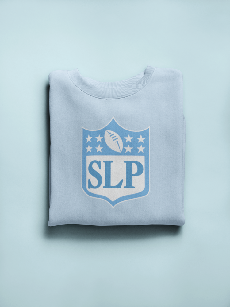 SLP football crest blue crewneck