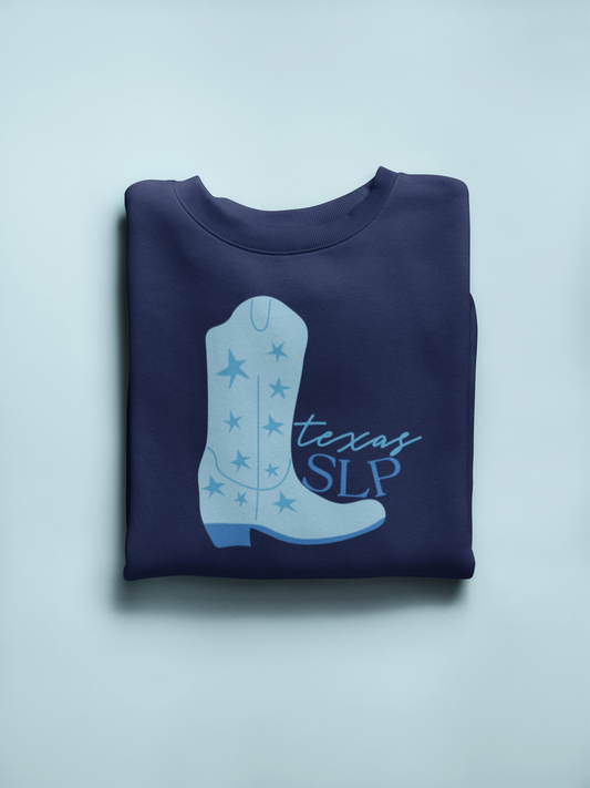 blue boot texas SLP crewneck