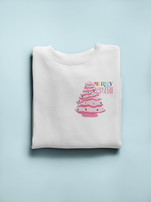 merry speech path ceramic tree crewneck