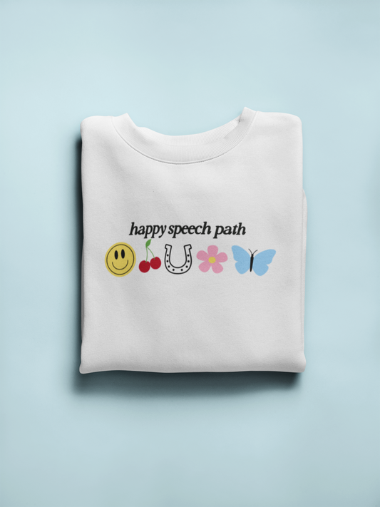 happy speech path crewneck