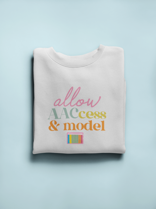 allow AAC access and model crewneck