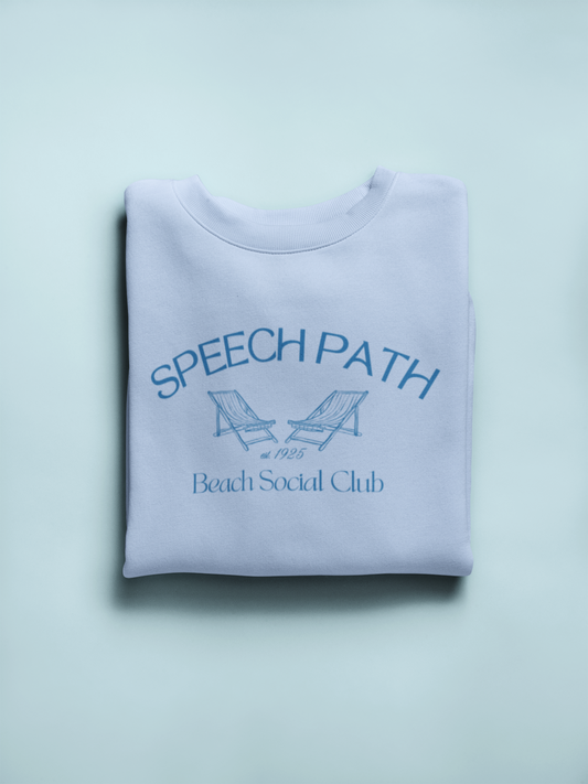 speech path beach chairs crewneck