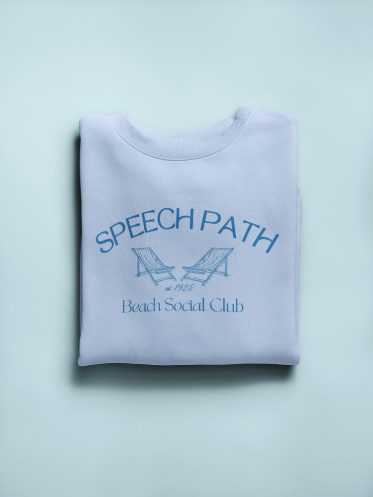 speech path beach chairs crewneck