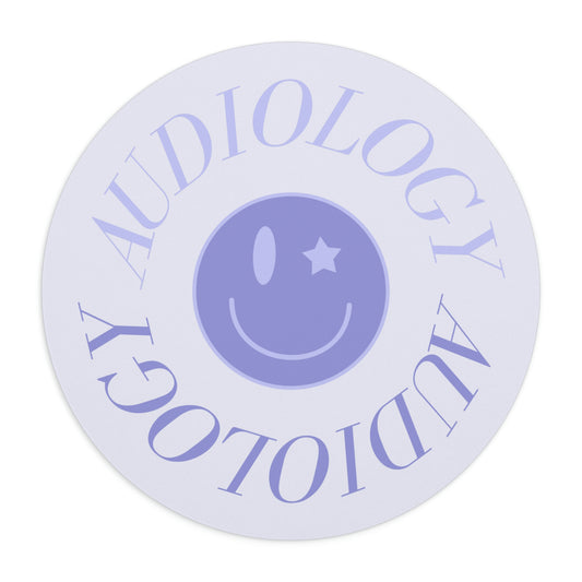 audiology purple smiley mousepad