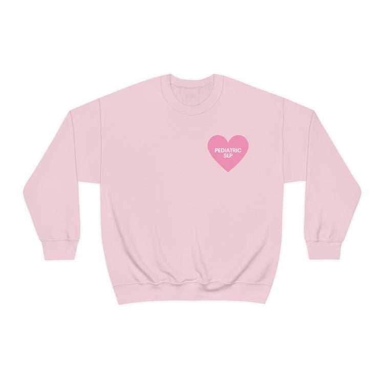 pediatric SLP heart crewneck