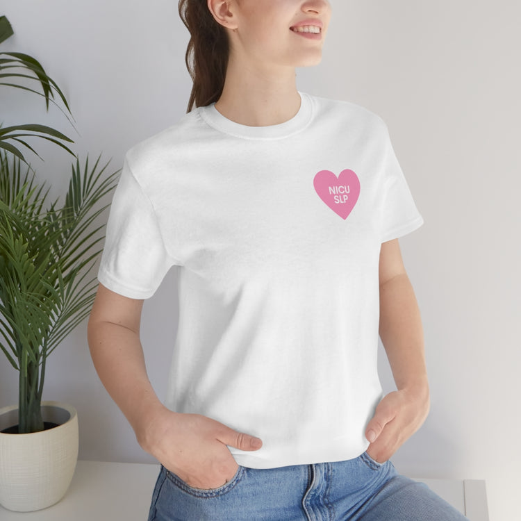 NICU SLP heart short sleeve tee