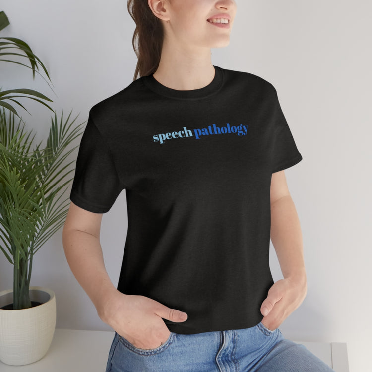 blue simple speech pathology short sleeve tee