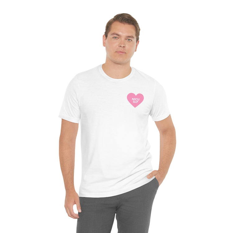 NICU SLP heart short sleeve tee