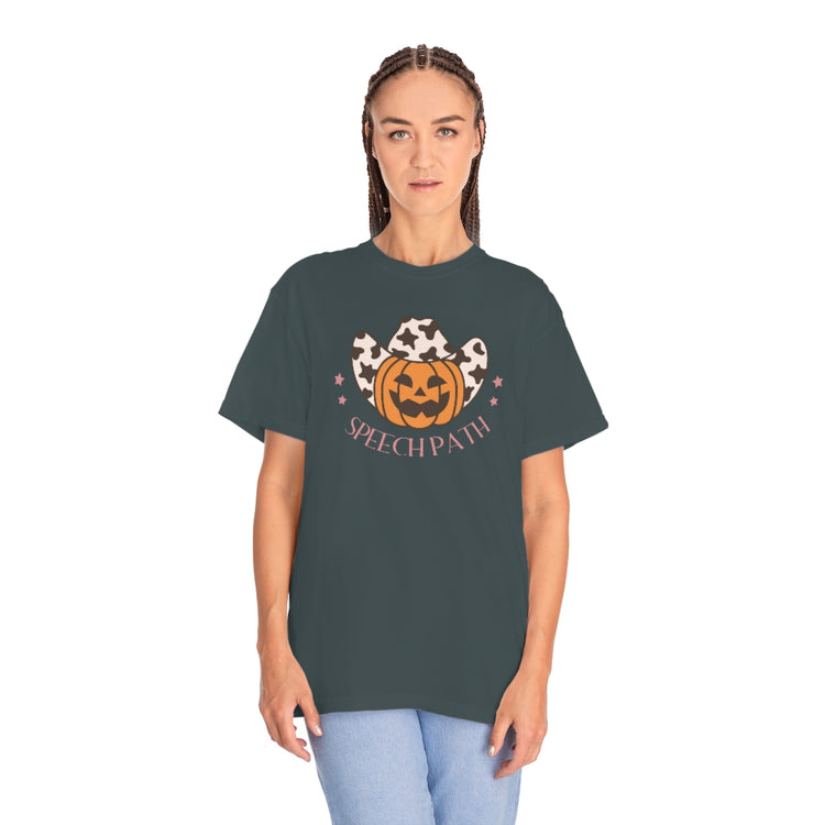 cowboy pumpkin speech path comfort colors tee