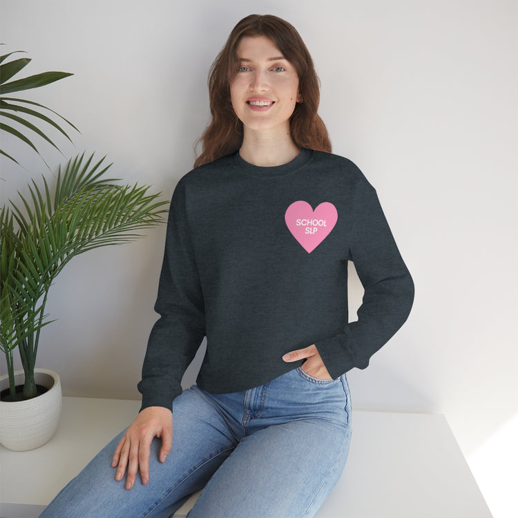 school SLP heart crewneck