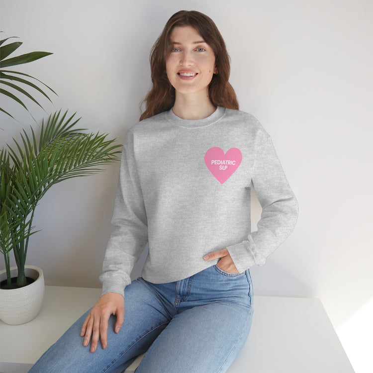 pediatric SLP heart crewneck