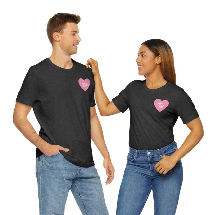 NICU SLP heart short sleeve tee