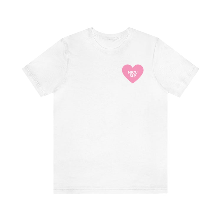 NICU SLP heart short sleeve tee