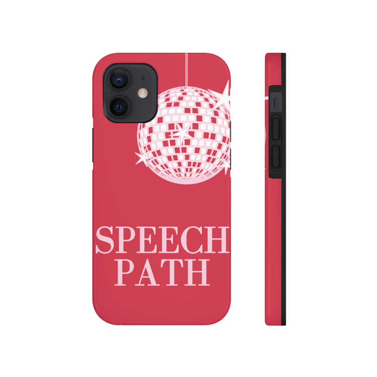 speech path disco ball red iPhone case
