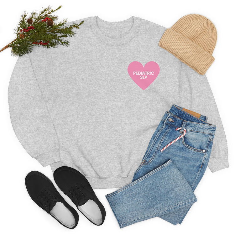 pediatric SLP heart crewneck