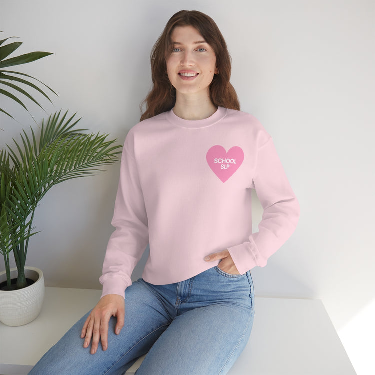 school SLP heart crewneck