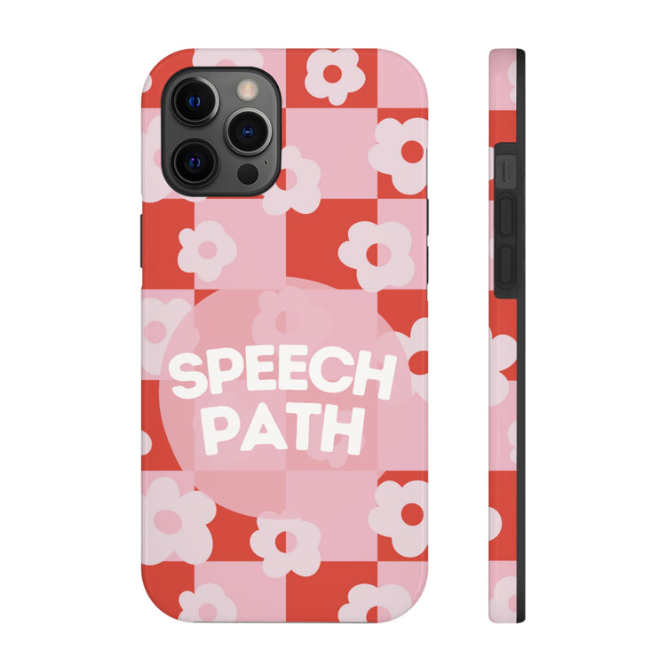 speech path red retro flower iPhone case