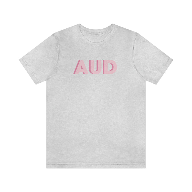 simple block AUD pink short sleeve tee