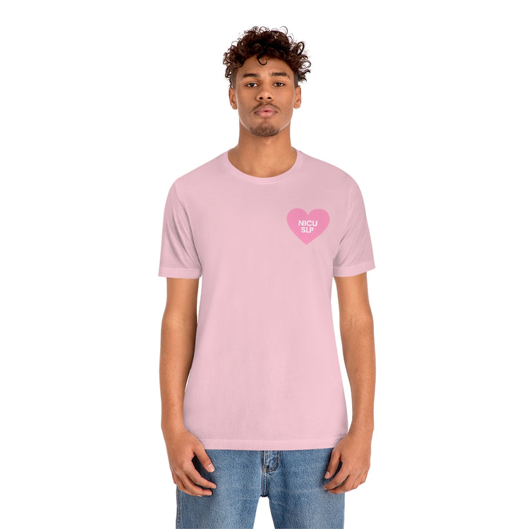 NICU SLP heart short sleeve tee