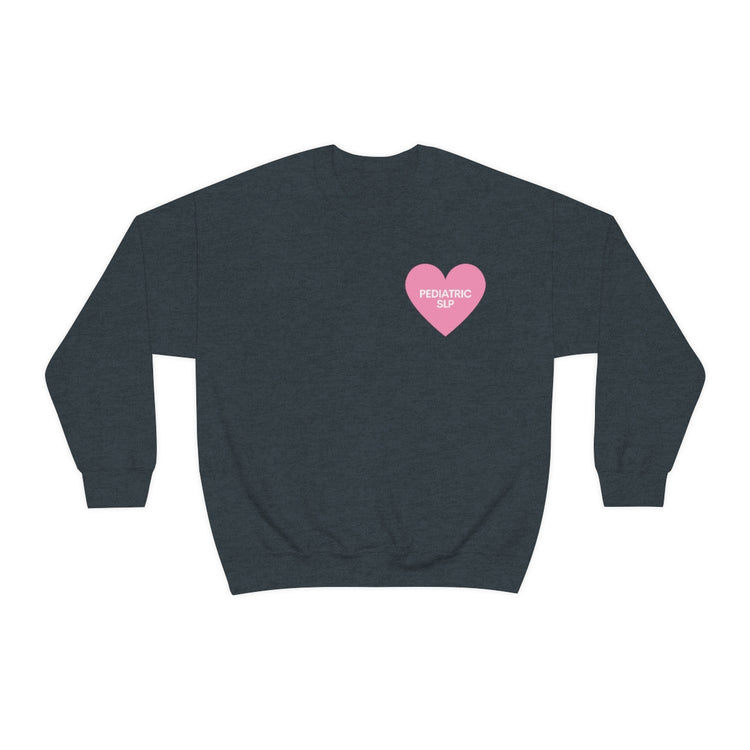 pediatric SLP heart crewneck