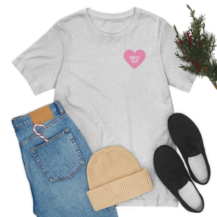 NICU SLP heart short sleeve tee