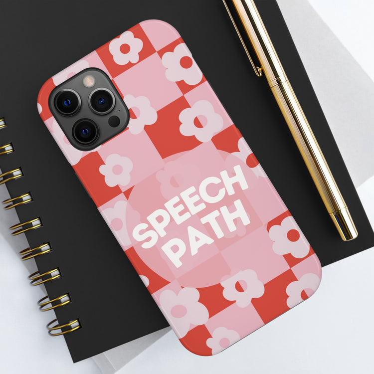 speech path red retro flower iPhone case