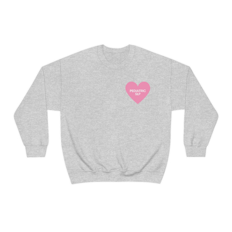 pediatric SLP heart crewneck